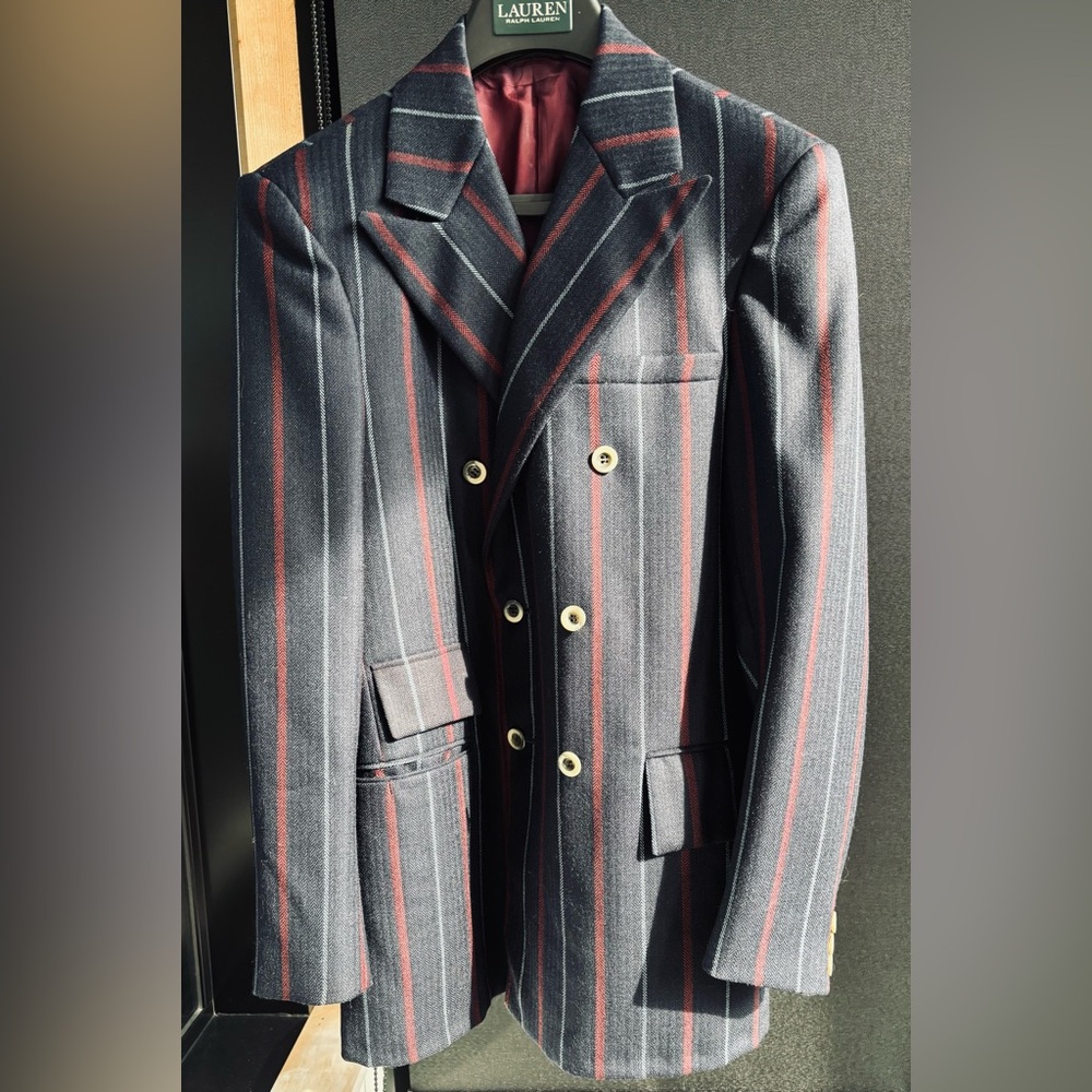 Vintage Striped Double-Breasted Blazer